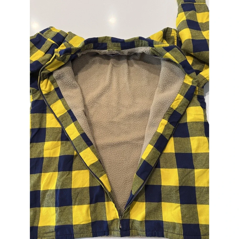 Wolverine Hastings Sherpa Lined Full Zip Shirt Jacket Mens XL Yellow Plaid